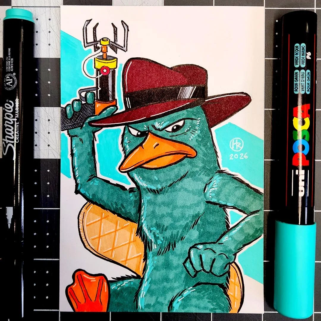 Perry the Platypus Hand-Drawn Art