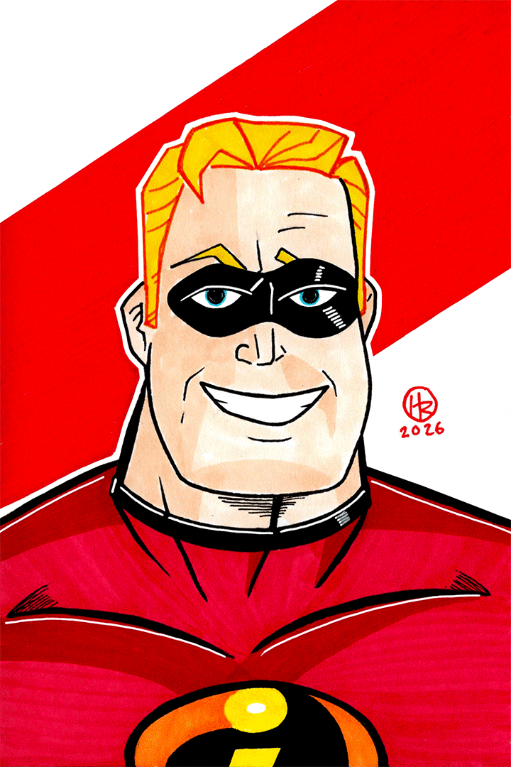 Mr. Incredible Becoming Uncanny from the Incredibles Pixar Illustration by Henry Rose