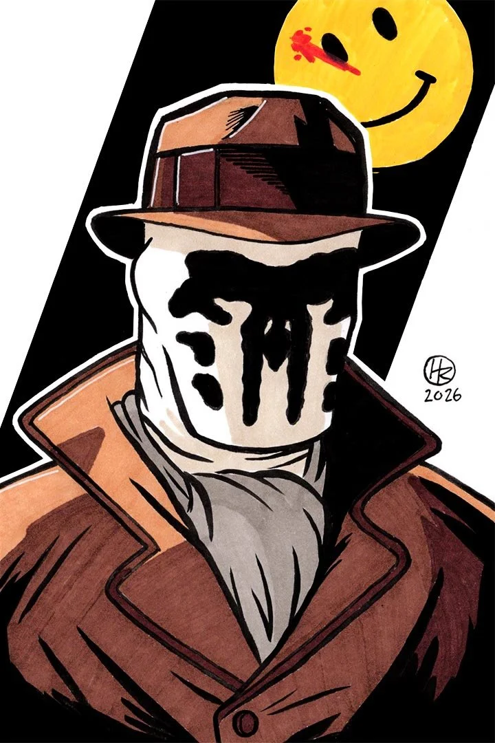 Rorschach from Watchmen DC Comics Illustration by Henry Rose