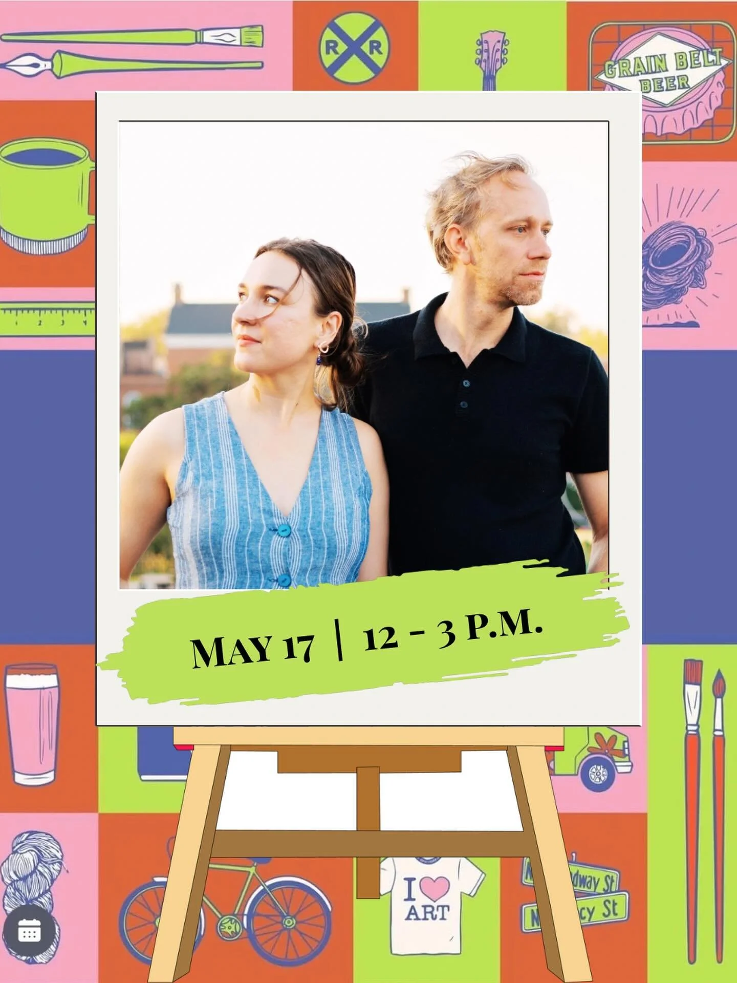 Surprise! 🌹 We&rsquo;re taking a quick spin down to Minneapolis for Art-A-Whirl this weekend! Catch us this Sunday, May 17, from 12-3 p.m. outside of @stjohnslutheran church in NE 🎶

ALSO - if you know the Blue Red Roses logo, you know those iconic