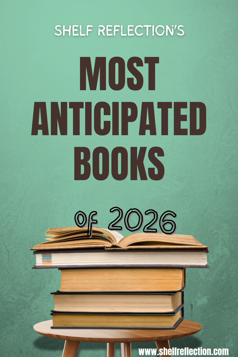 Stack of Books with Most Anticipated Books of 2026 text