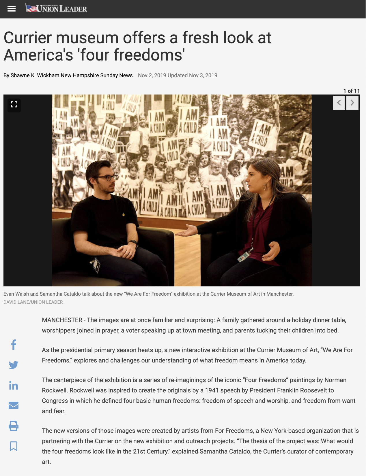 UNION LEADER: CURRIER MUSEUM EXHIBITION