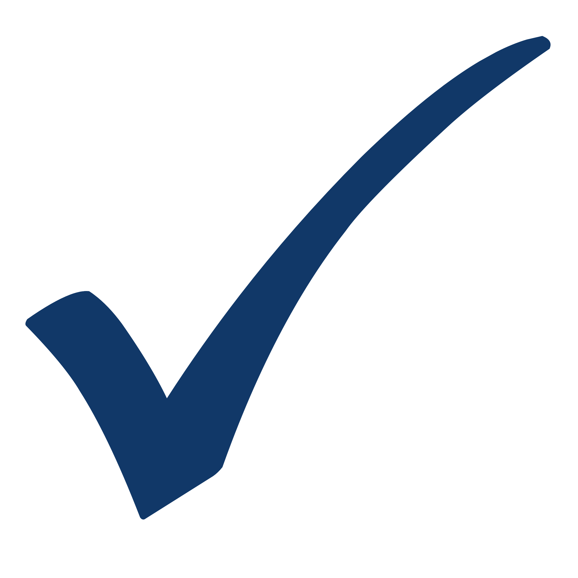 Checkmark icon in dark blue color.
