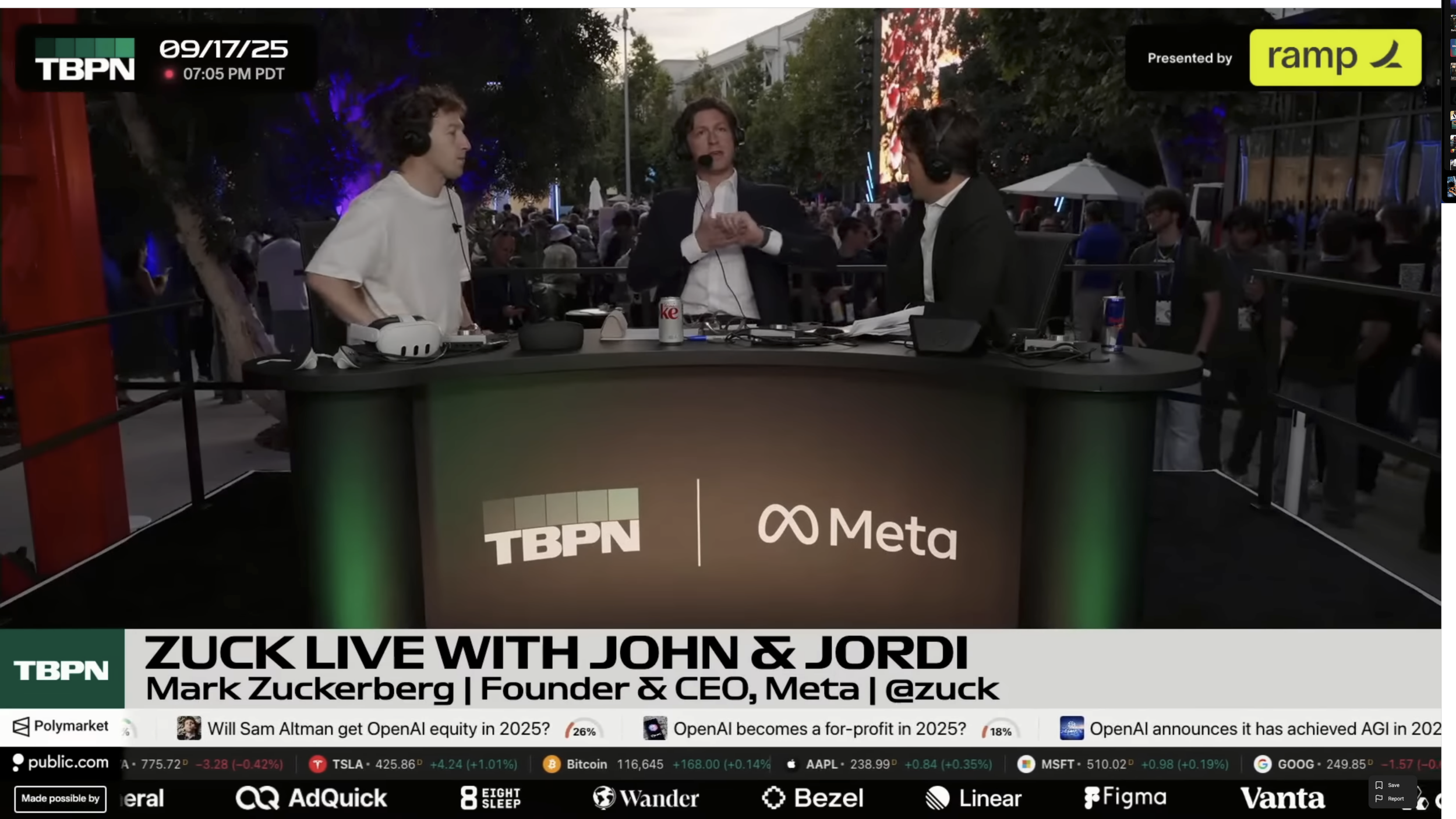 Meta Connect Live TBPN Broadcast (Executive Producer, Technical Director)