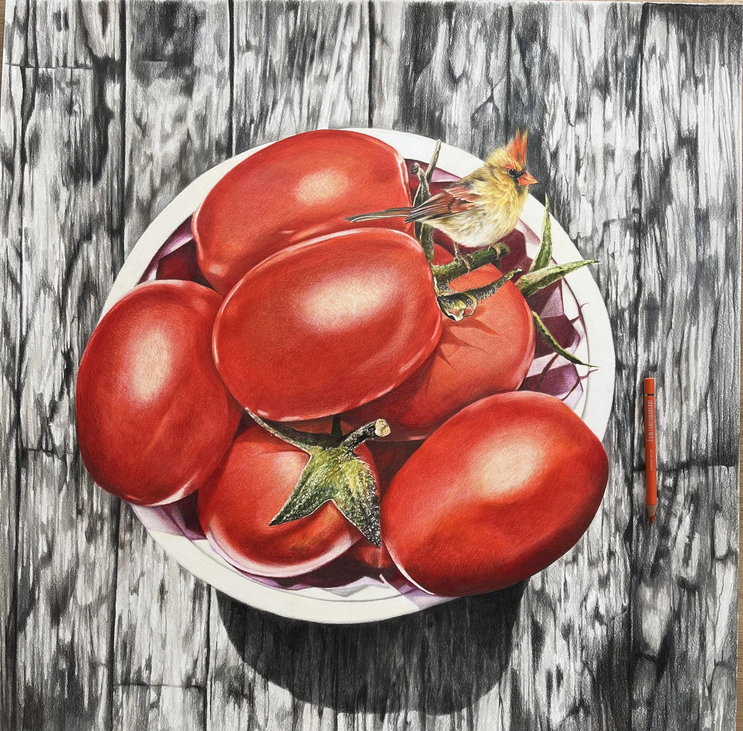  On the Vine   Colored Pencil  22" x 22"  $525
 