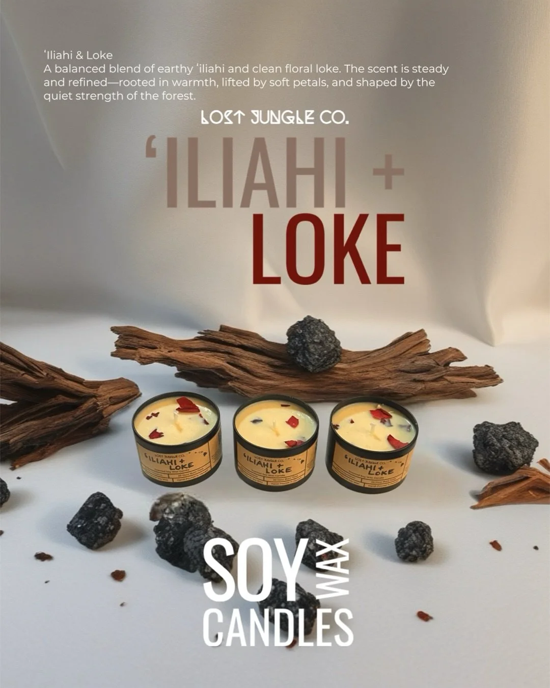 ʻIliahi & Loke
ʻIliahi once grew abundantly across Hawaiʻi, its wood carried in canoes and across trade routes — until overharvesting left many forests quiet. Today, native sandalwood is rare and protected, and its legacy reminds us to care