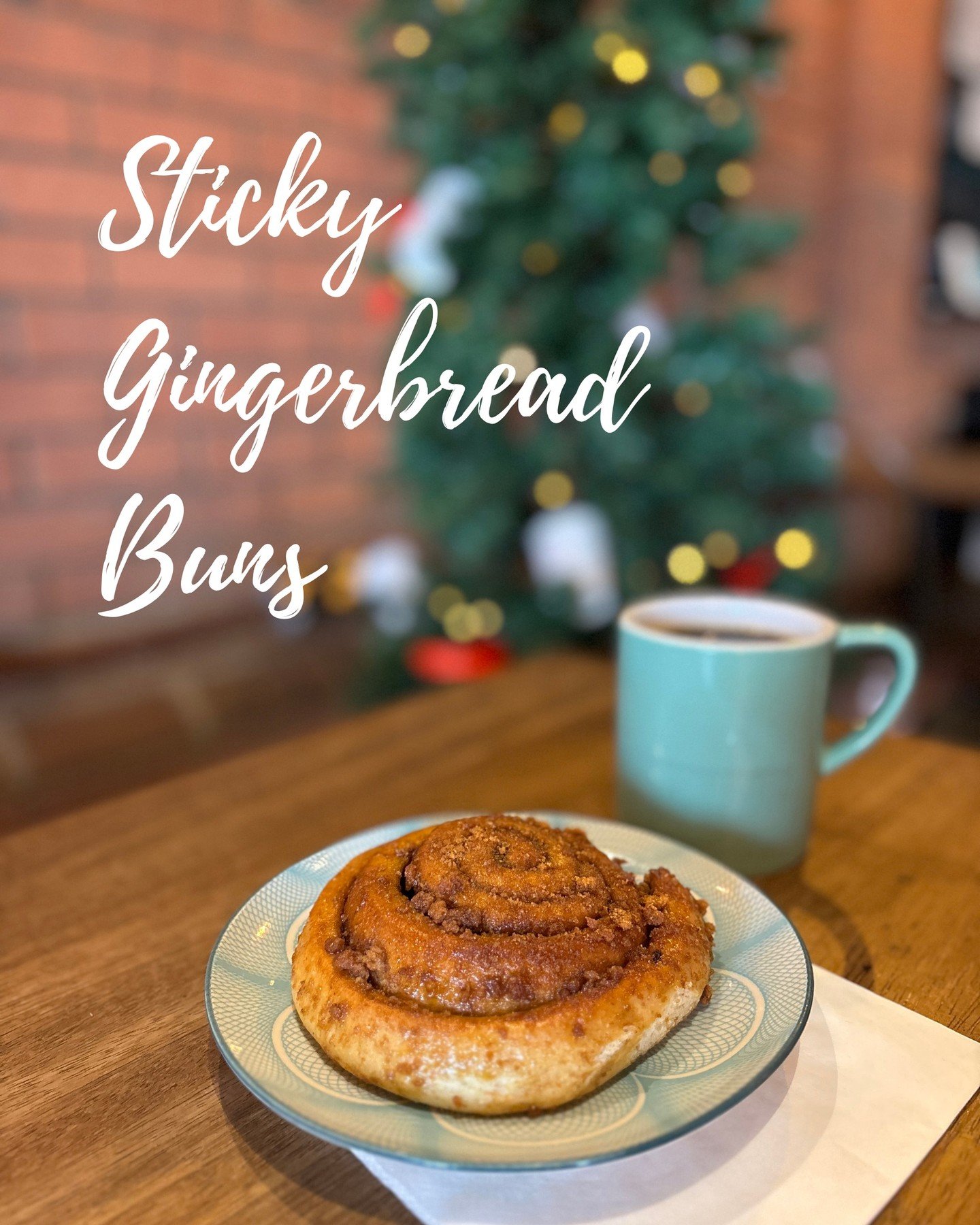 Sticky Gingerbread Buns ||
A festive addition to our usual Saturday morning cinnamon buns. 
&bull; 
An enriched wholesale sourdough swirl is liberally filled with a festively spiced gingerbread paste and doused in a delightfully sticky dark sugar gla