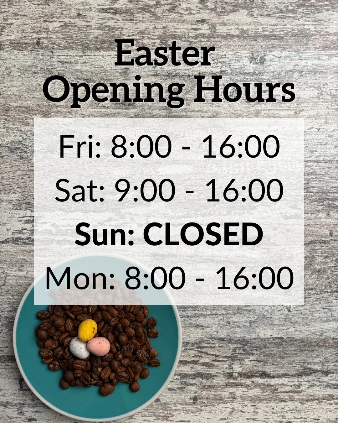 Easter Opening Hours ||
HEADS UP - we will be CLOSED on Easter Sunday!
But we are open as usual all other days - yay! ☕️ 🥳 

#fltrcoffee #langfordvillage #specialitycoffee #easteropeninghours #eastersunday #eastermonday