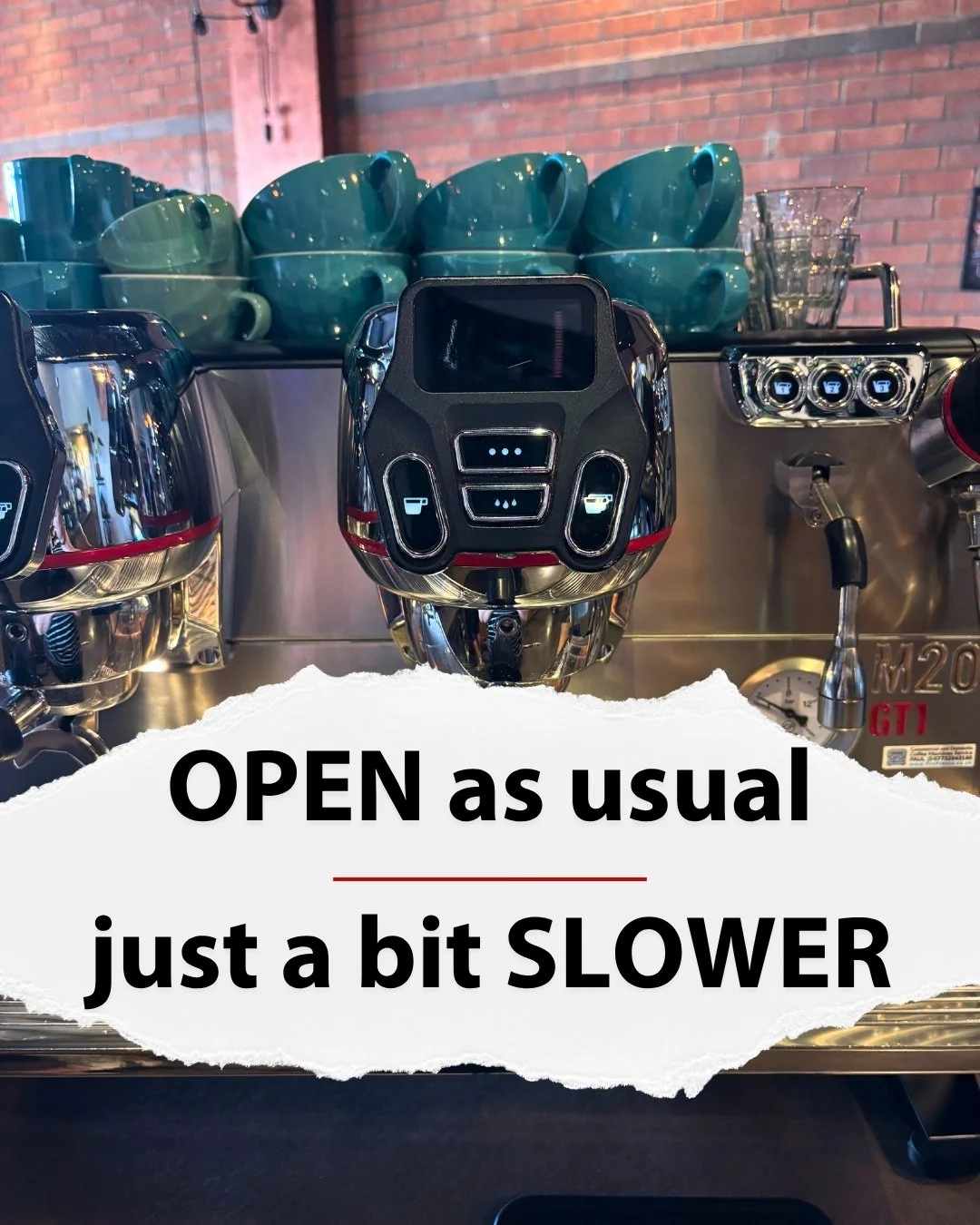 A little heads-up for the weekend ☕️

We&rsquo;ll be OPEN as usual and ready to welcome all our lovely customers, including our post-Parkrun crowd! 🏃&zwj;♀️🏃&zwj;♂️ 

Unfortunately, a part of our espresso machine has decided to take the weekend off