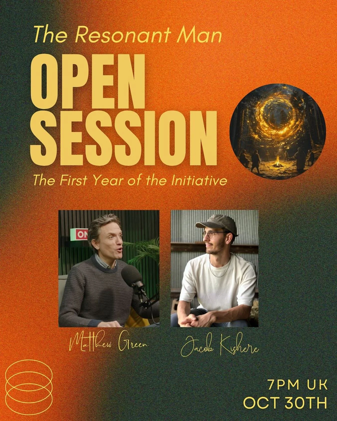 Tomorrow! On Thursday October 30, we’re opening our doors at the Resonant Man to give you a chance to experience the kind of authentic sharing, deep dialogue and humor we host in our circle each Sunday.
We’ll explore questions around what