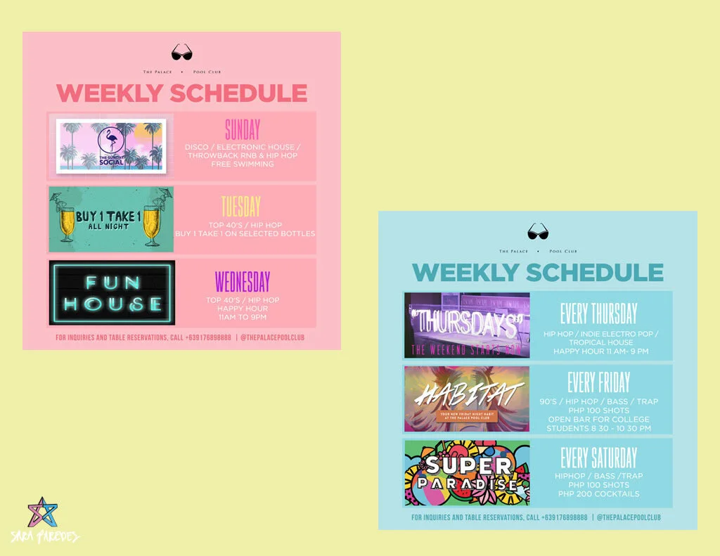 Pool Club Weekly Schedule