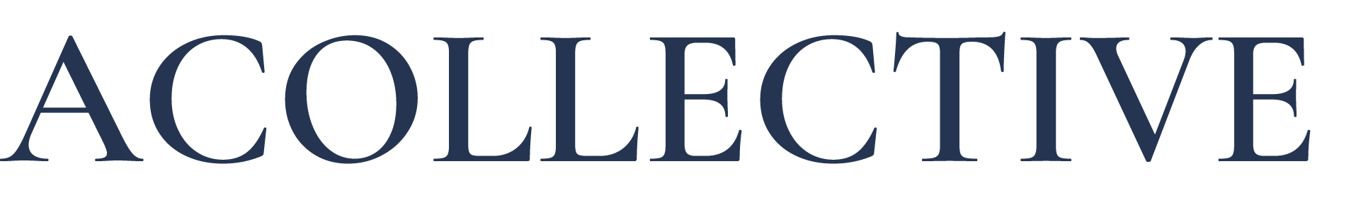 The word 'ACOLLECTIVE' written in large navy blue letters