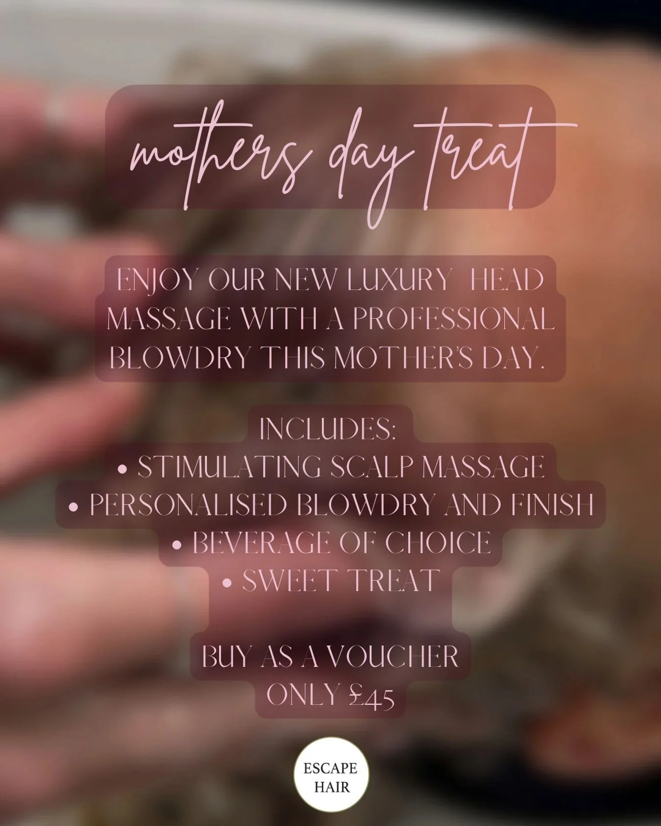 It&rsquo;s time to treat the special lady in your life 🥰

Whether it&rsquo;s your mum, friend, auntie or anyone you find special in your life, treat them this March to our new stimulating scalp massage with some relaxing goodies to go along 🩷
Offer