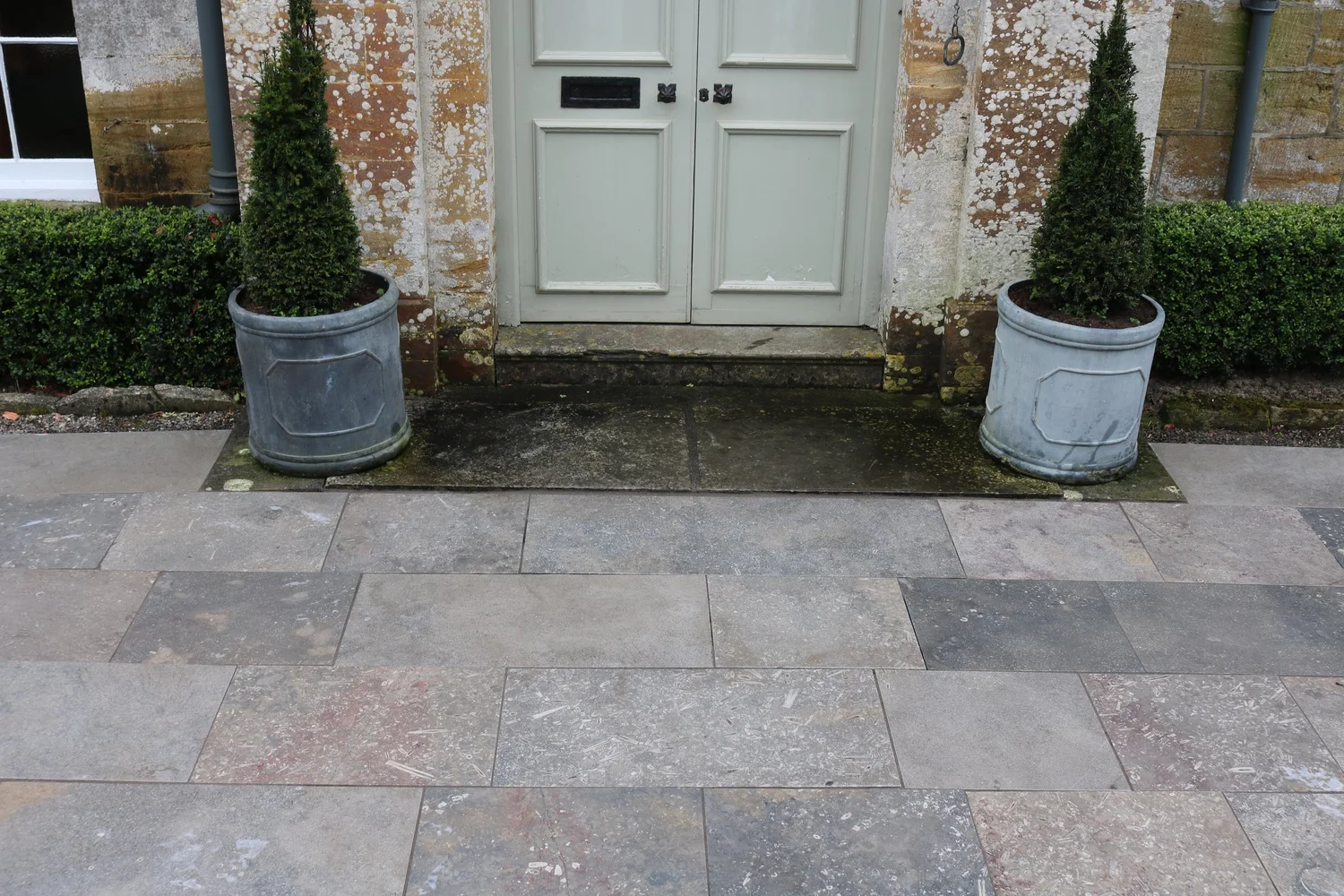Chatsworth Honed Grey Limestone Paving with Fossils — Allgreen