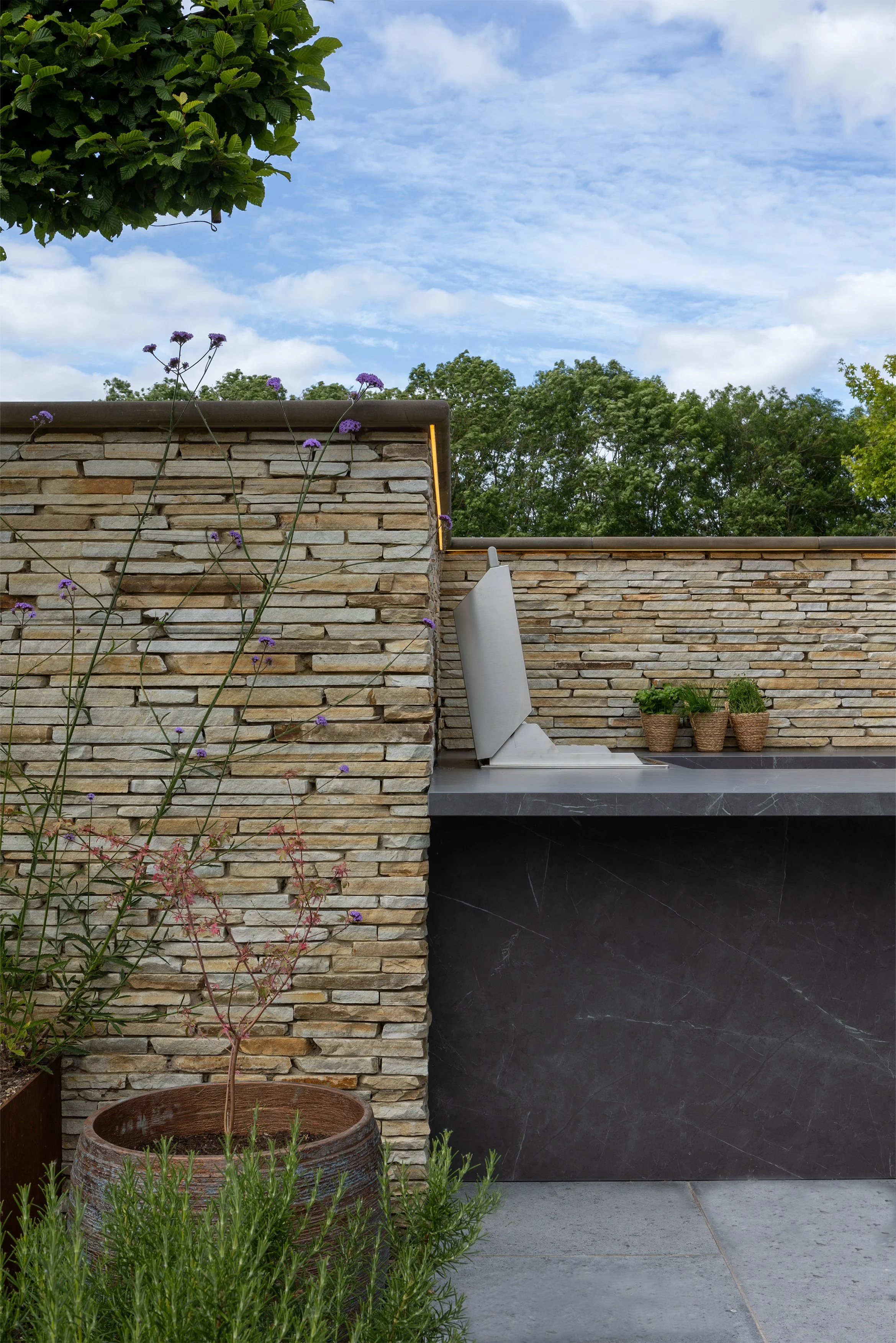 Donegal Gold Drystone Walling and Sofia Grey Paving