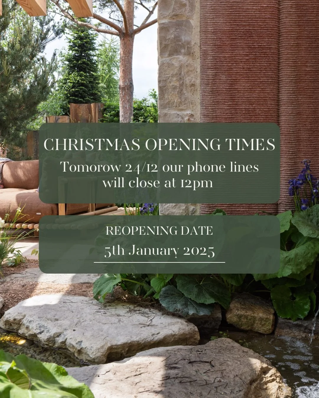 🎄 Christmas Opening Times🎄

We'll be closing our phone lines at 12pm tomorrow, and we'll reopen on the 5th of January.

Allgreen. Masters in Stone.