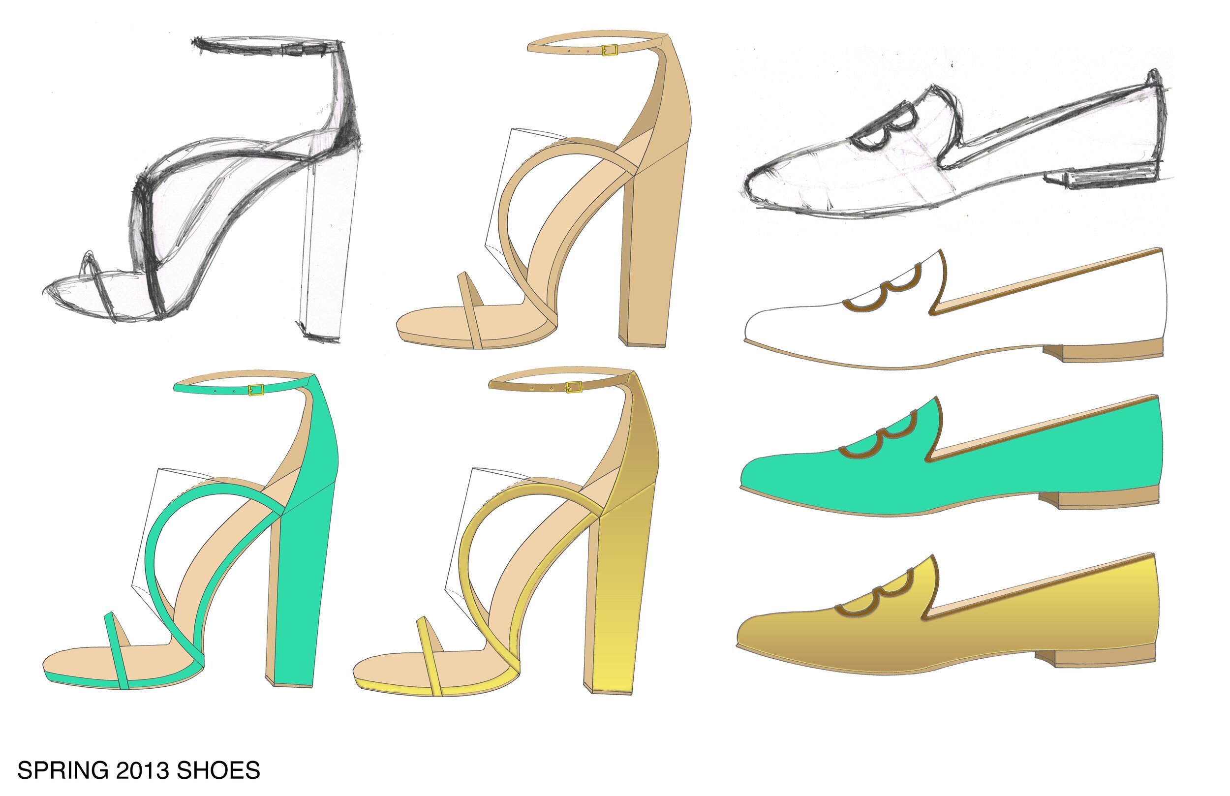 Spring 2013 shoe design sketches in collaboration with Gianvito Rossi