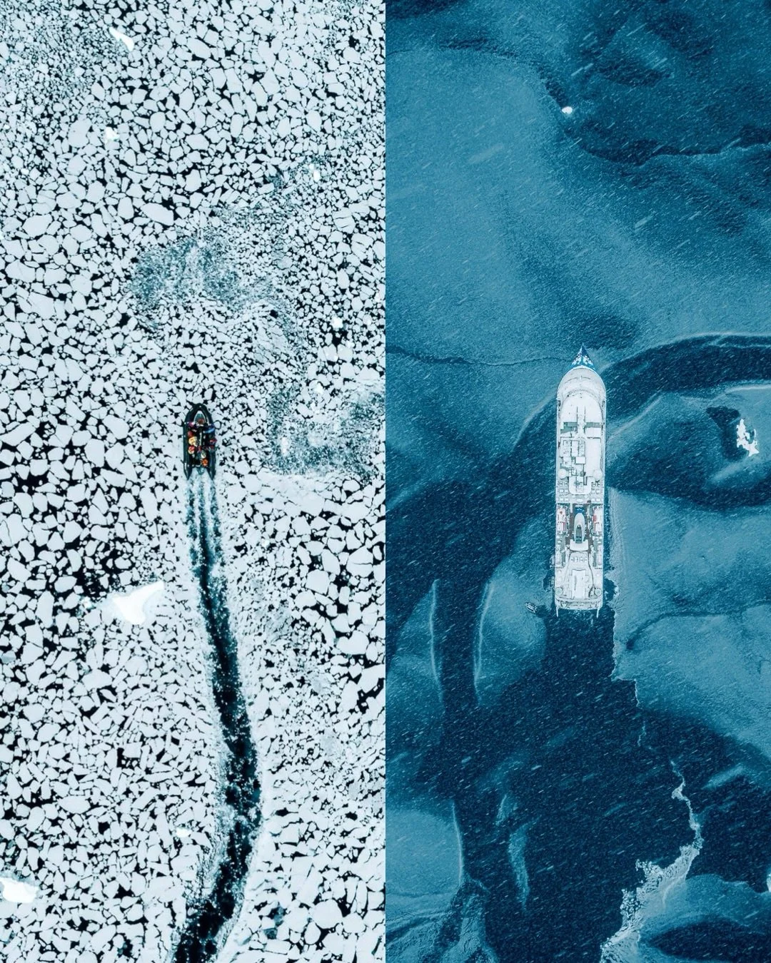 I&rsquo;m really loving these split photos lately 😄

In Antarctica with @iceaxeexpeditions 

#antarctica #anatomyofice #iceaxeexpeditions