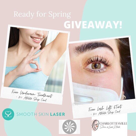One Giveaway, TWO winners! @smoothskincville and @cvilleskinandlash have teamed up to get YOU looking and feeling your best for Spring! Win one of two prizes:

$200 Underarm Treatment (yes, that&rsquo;s both underarms!) from Smooth Skin Laser + $50 s