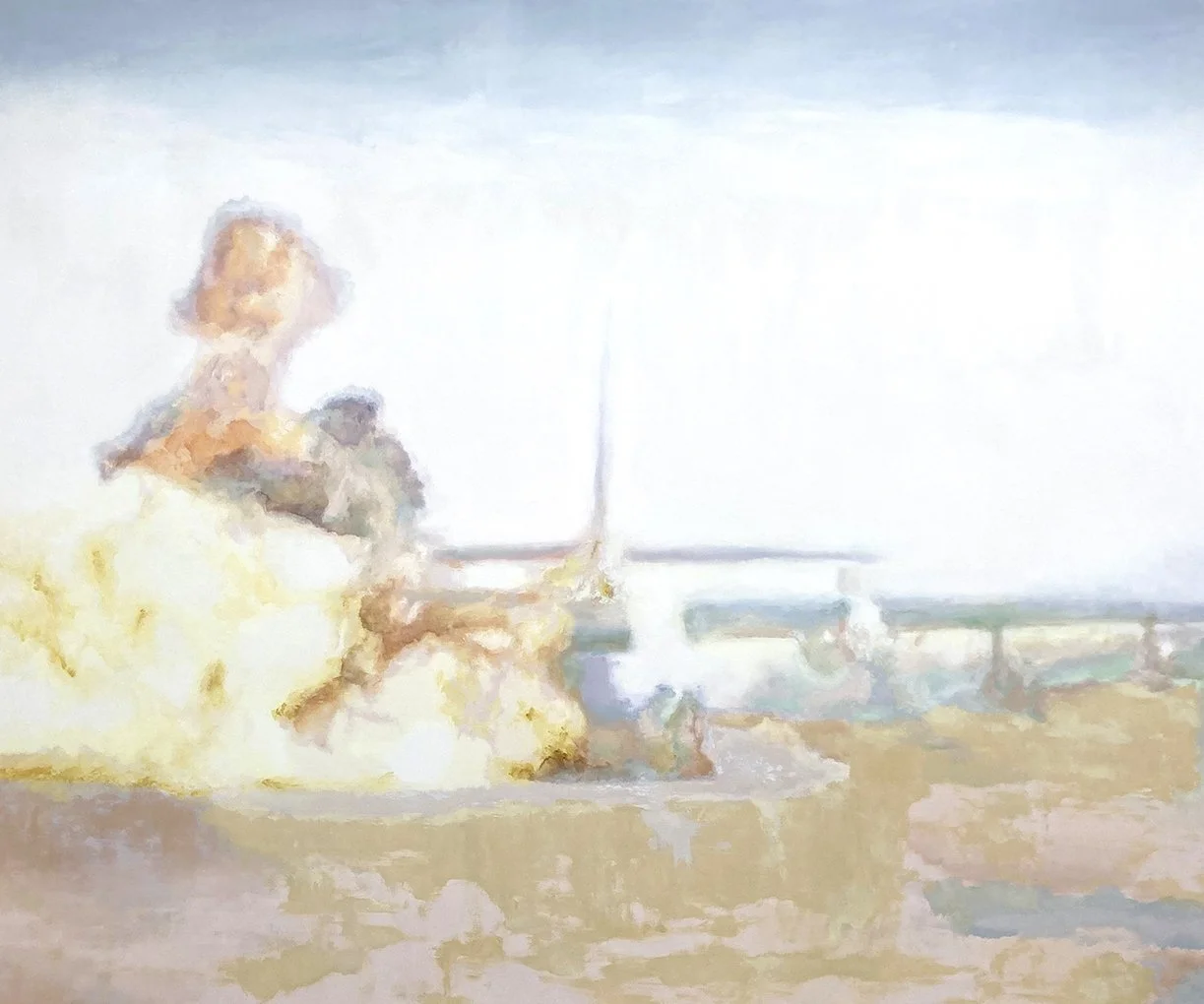 Tumba al Jardín (Grave to Garden II). Water-soluble oil and pigmented gesso on canvas, 78 x 96 inches, (198 x 243.8 cm)