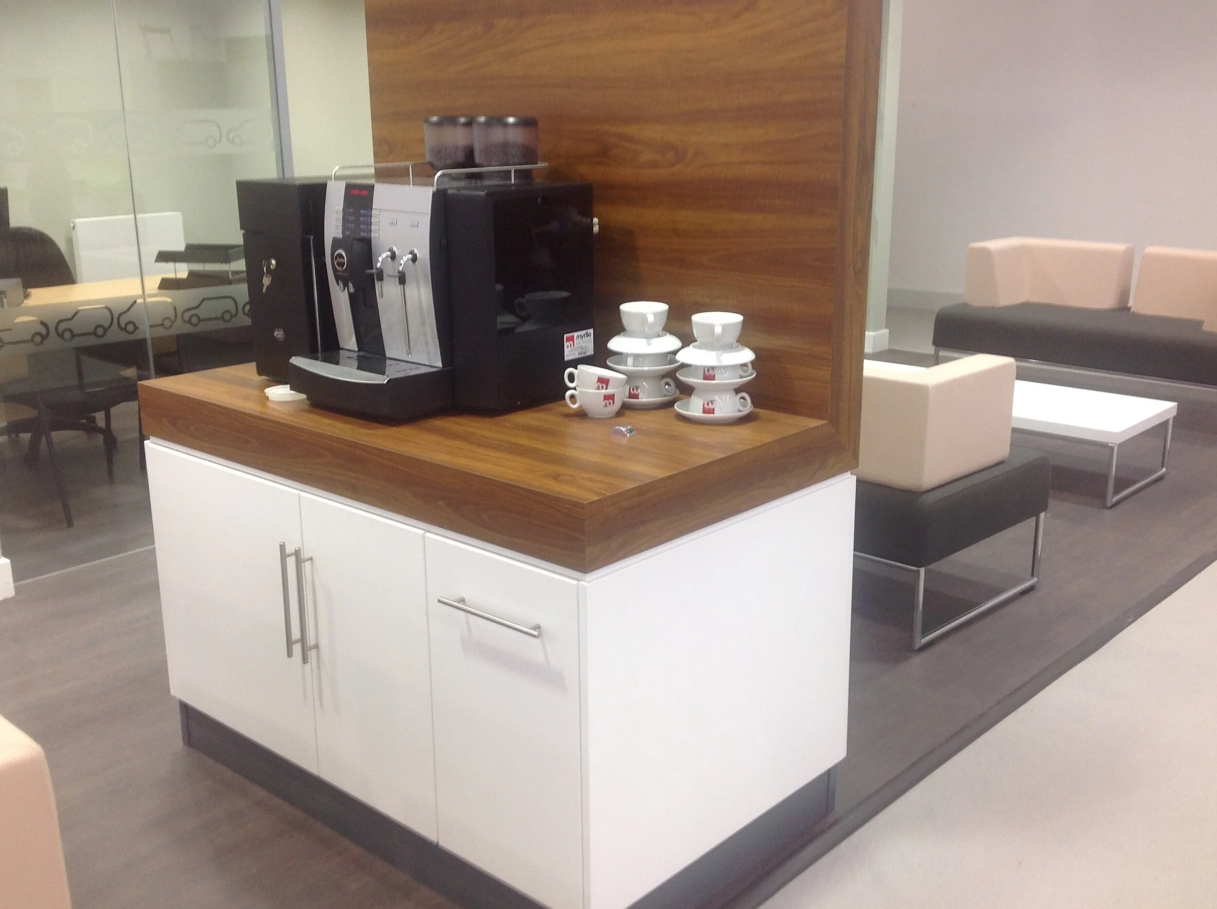 Shop fitting services include handy coffee stations