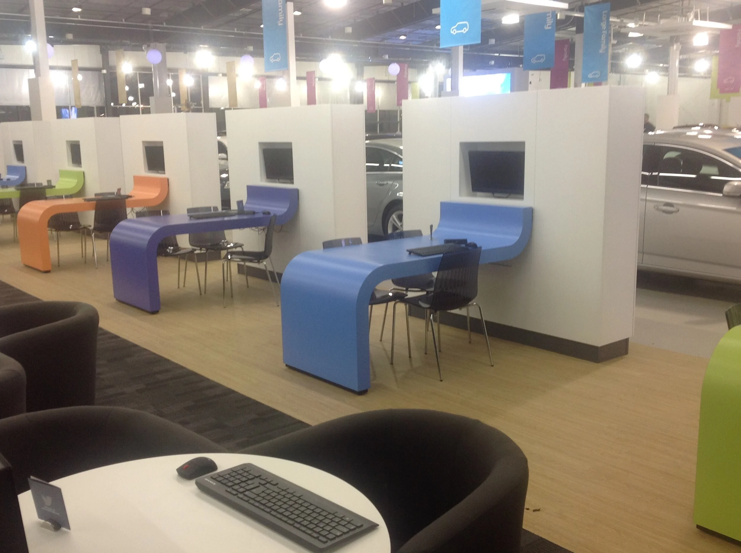 Colourful car showroom