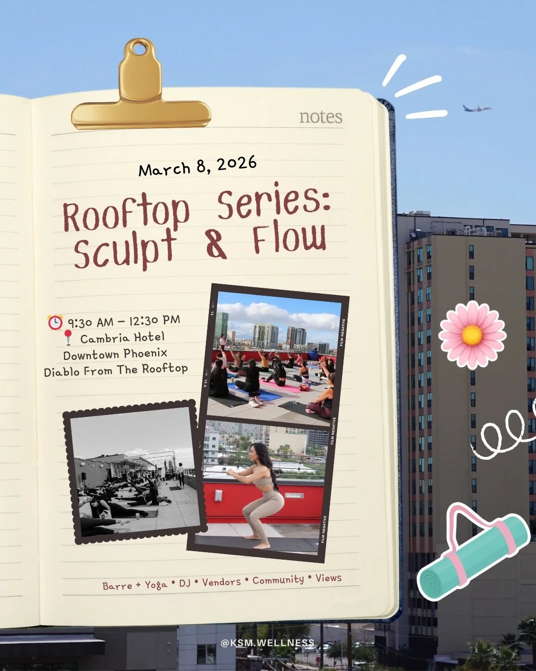 The rooftop is calling again ☀️ 

Joins us this Sunday March 8th for a Sculpt &amp; Flow &mdash; Barre + Yoga rooftop experience, designed to help you move, connect, celebrate and enjoy in community.

See you at the @diablorooftop inside the @cambria