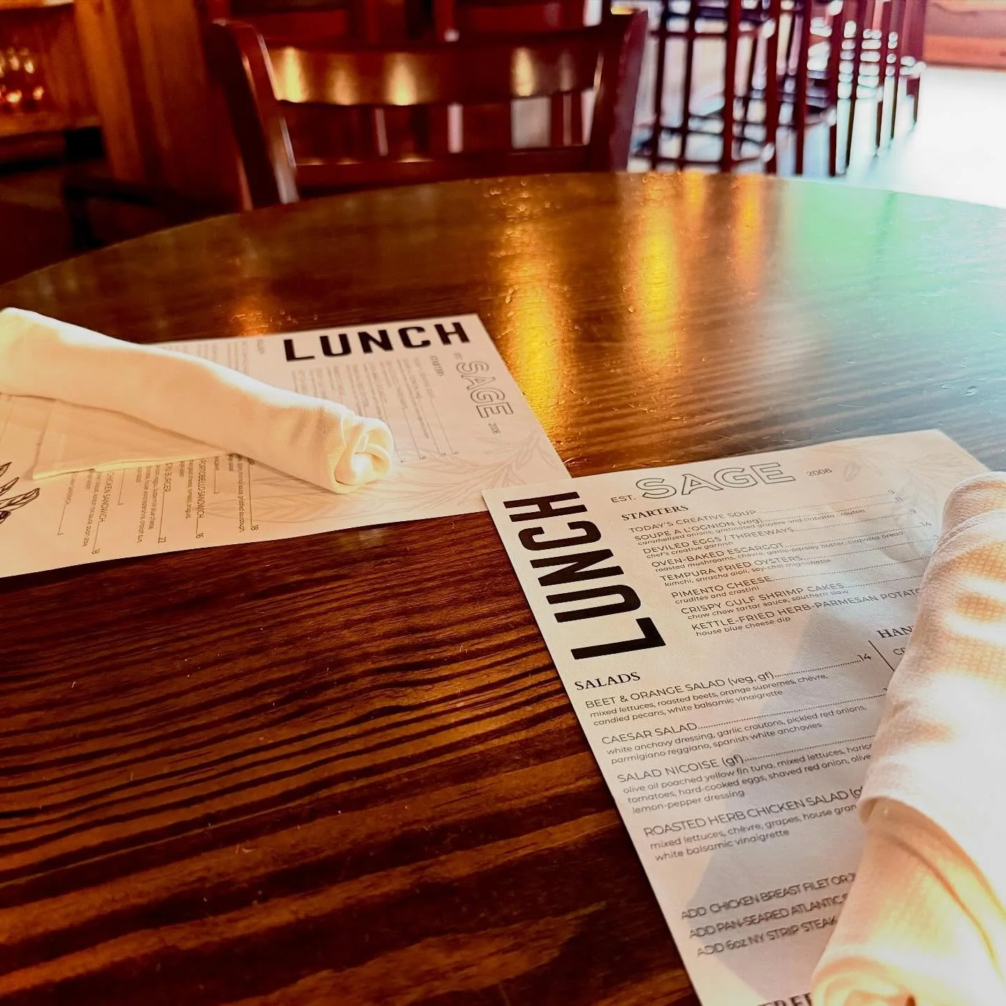 Rain&rsquo;s finally clearing up, Tallahassee ☀️

Sounds like the perfect excuse for a lunch date at Sage.

Join us Tuesday&ndash;Friday from 11 AM&ndash;1:30 PM and Saturdays from 11 AM&ndash;2 PM for a midday break that beats another sad desk lunch