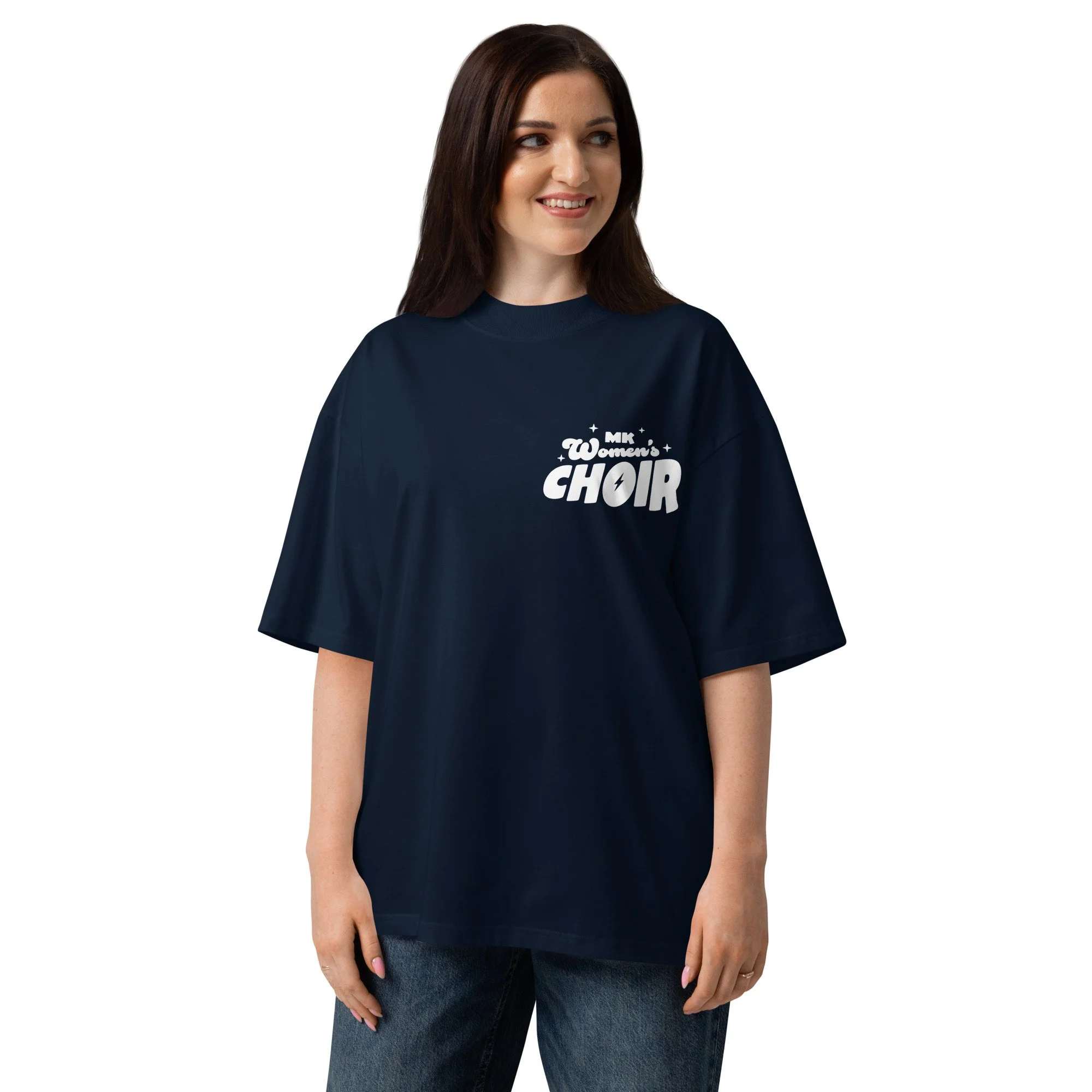 Unisex organic oversized high neck t-shirt