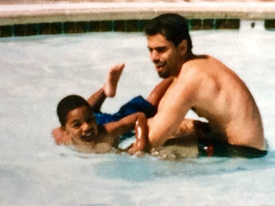  Head Start field trip to Burgess Park where Lupe’s brother Jose is seen here teaching her son Joey to swim. 