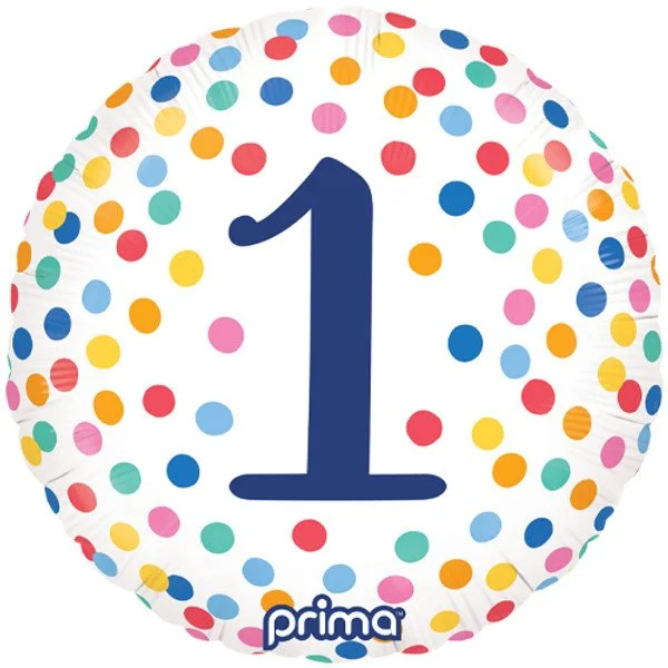 1st Birthday Colourful Confetti Helium Inflated Balloon
