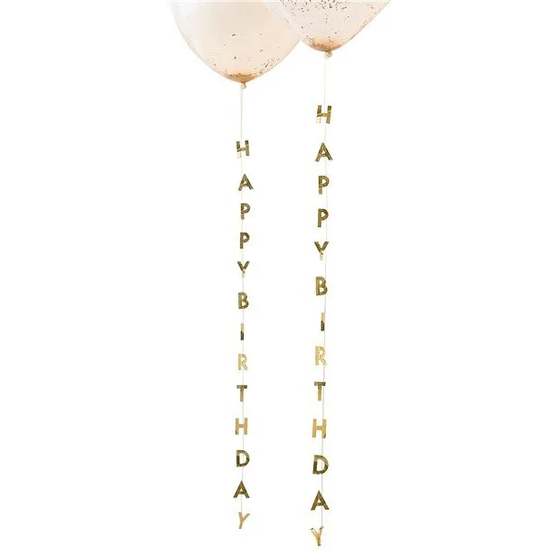 Gold Happy Birthday Balloon Tail from Ginger Ray