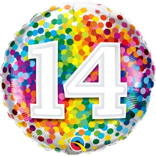 Rainbow Confetti 14 Inflated Helium Balloon