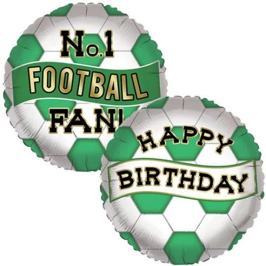 No. 1 Football Fan Green White Helium Inflated Balloon
