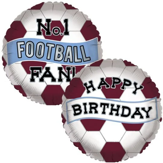 No. 1 Football Fan Claret & Blue Helium Inflated Balloon
