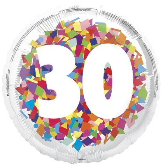 30th Birthday Bright Confetti Helium Inflated Balloon