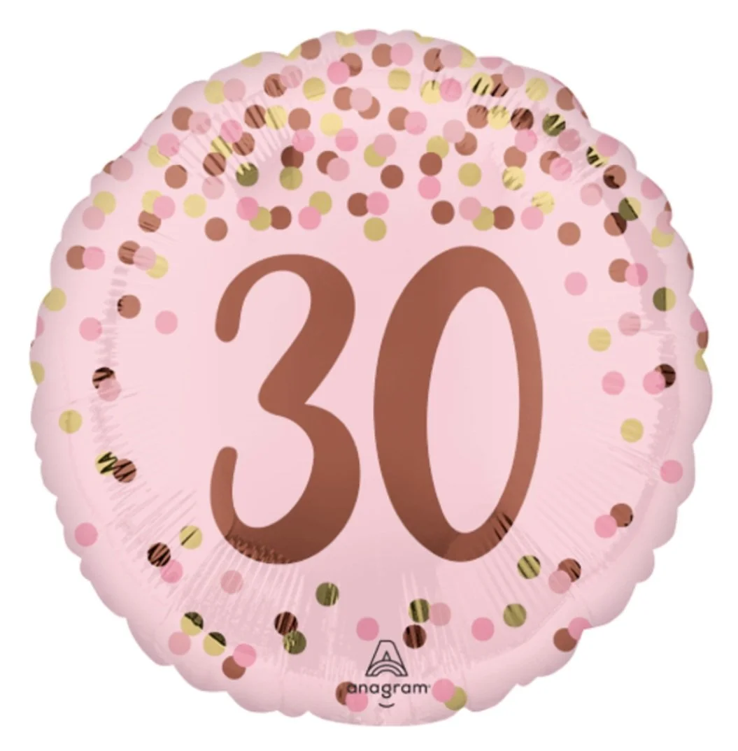 Pretty Pink 30th Birthday Helium Inflated Balloon