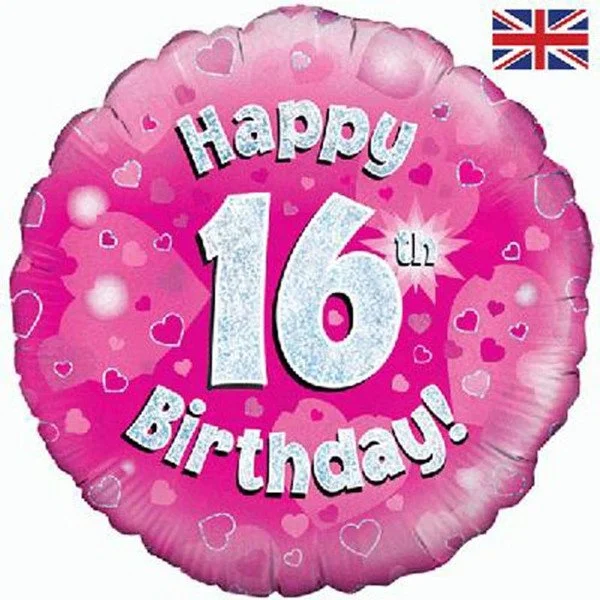 Happy 16th Birthday Pink Helium Inflated Balloon