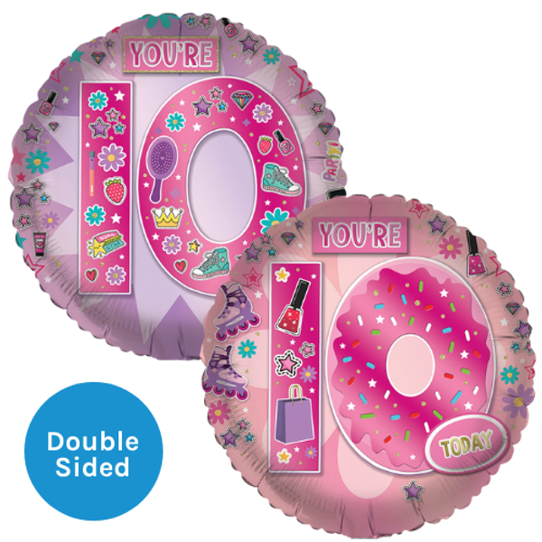 Girly Stickers 10 Today Helium Inflated Balloon