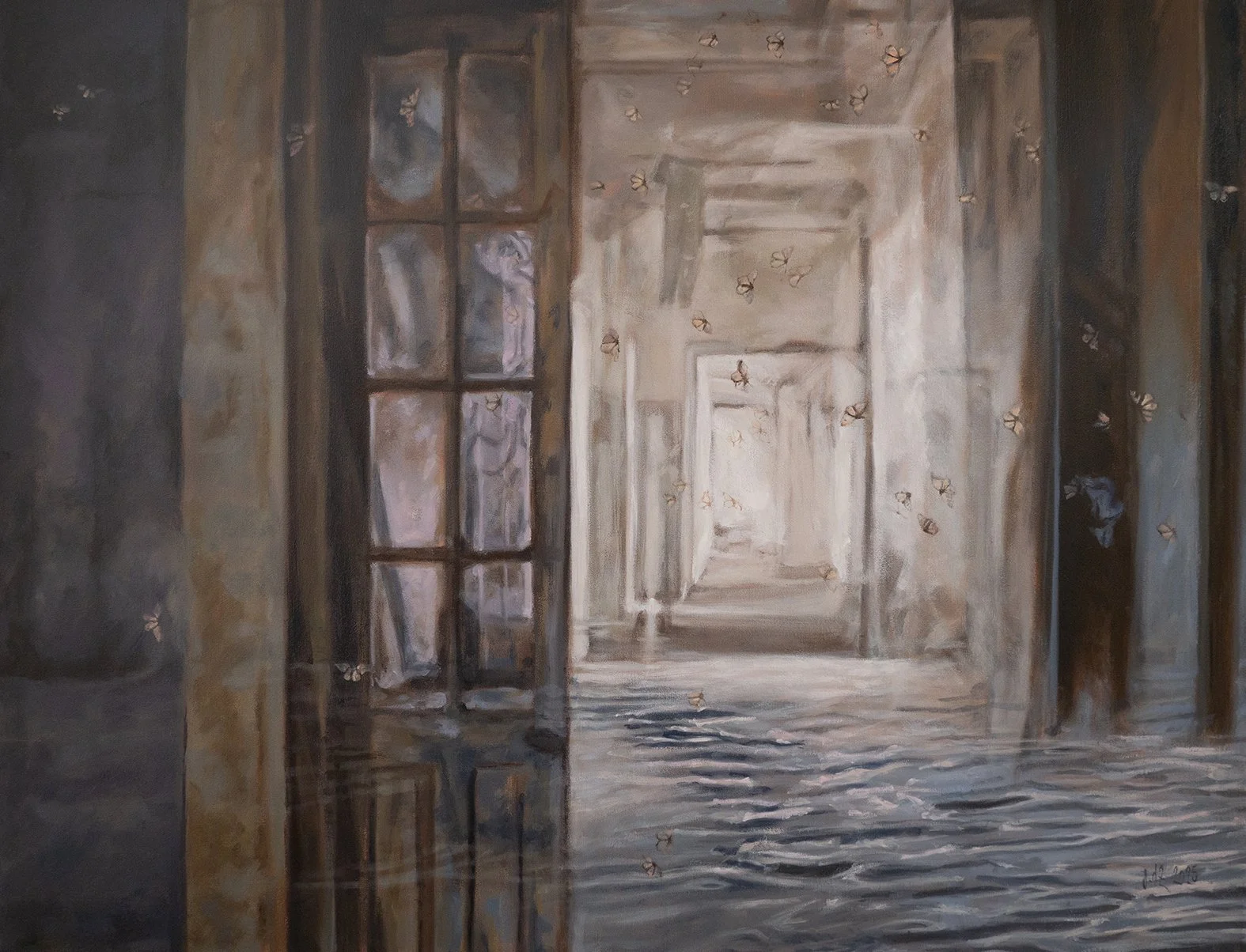 fingers on white walls / oil on linen / 85cm x 65 cm / 2025 / CHF 6'100