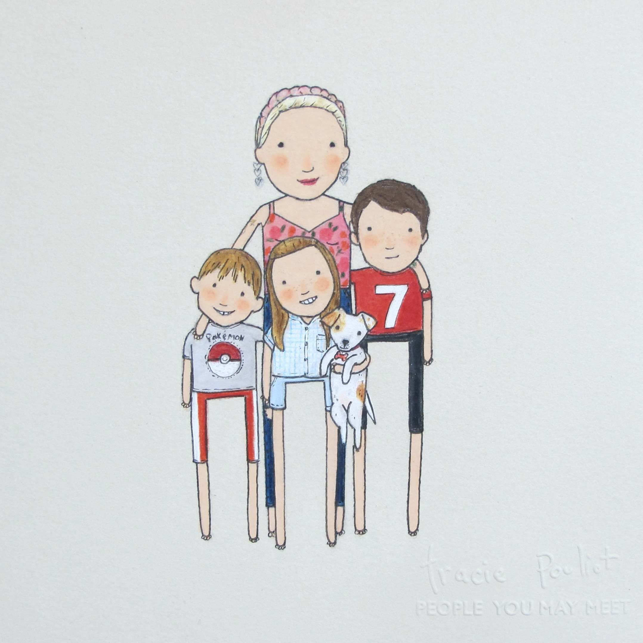 Mom with her 3 kids and dog