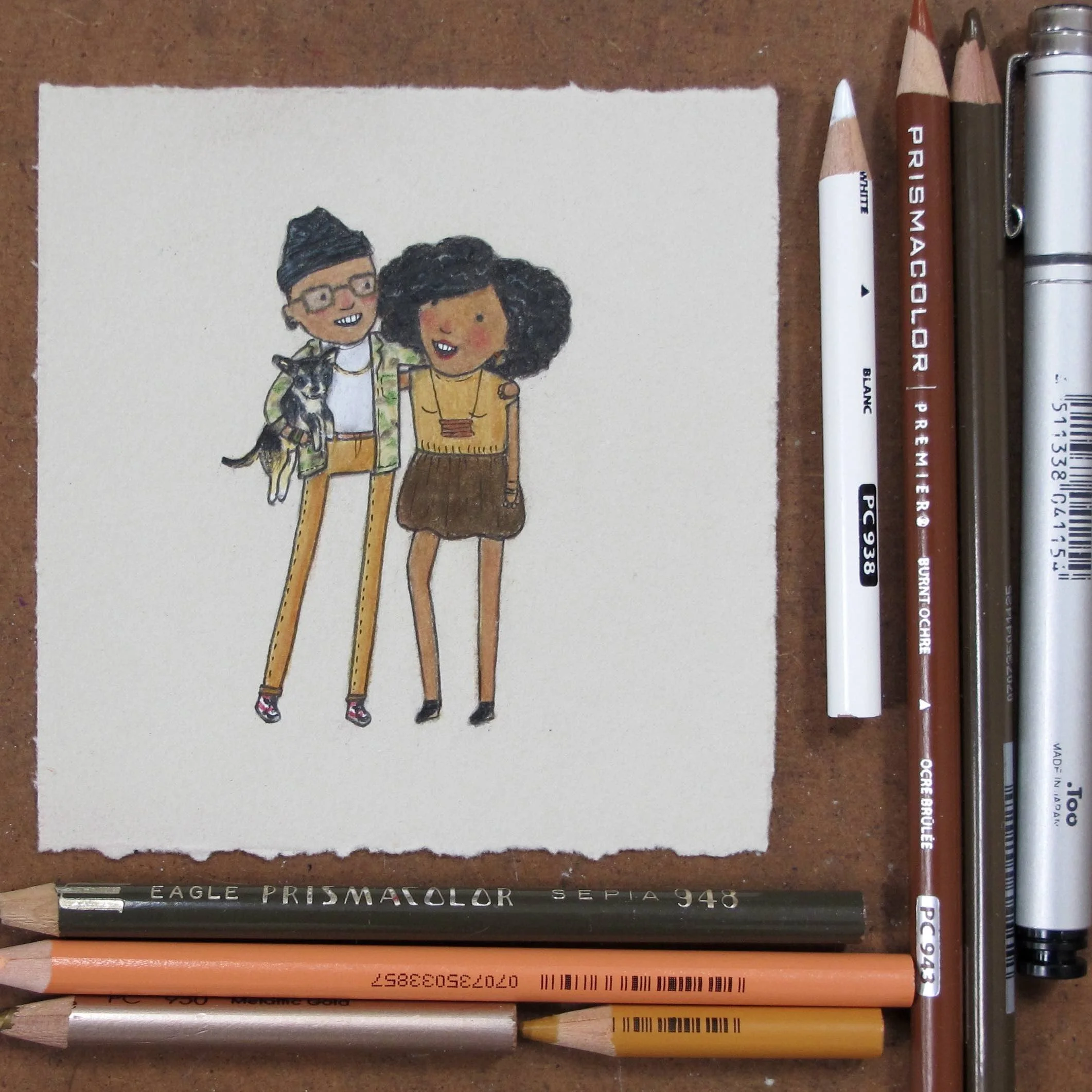 small portrait of couple with dog