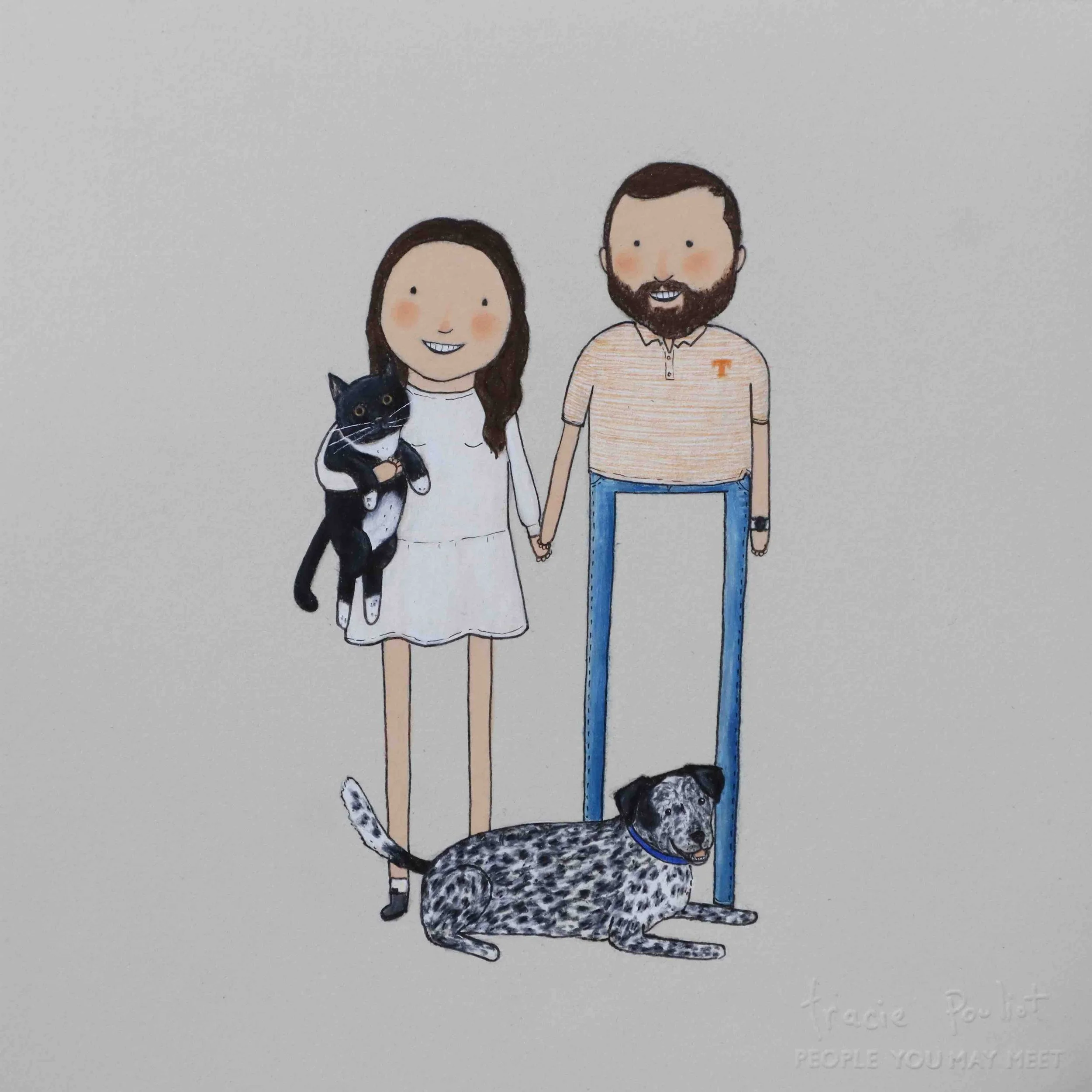 couple in TN vols orange with pets