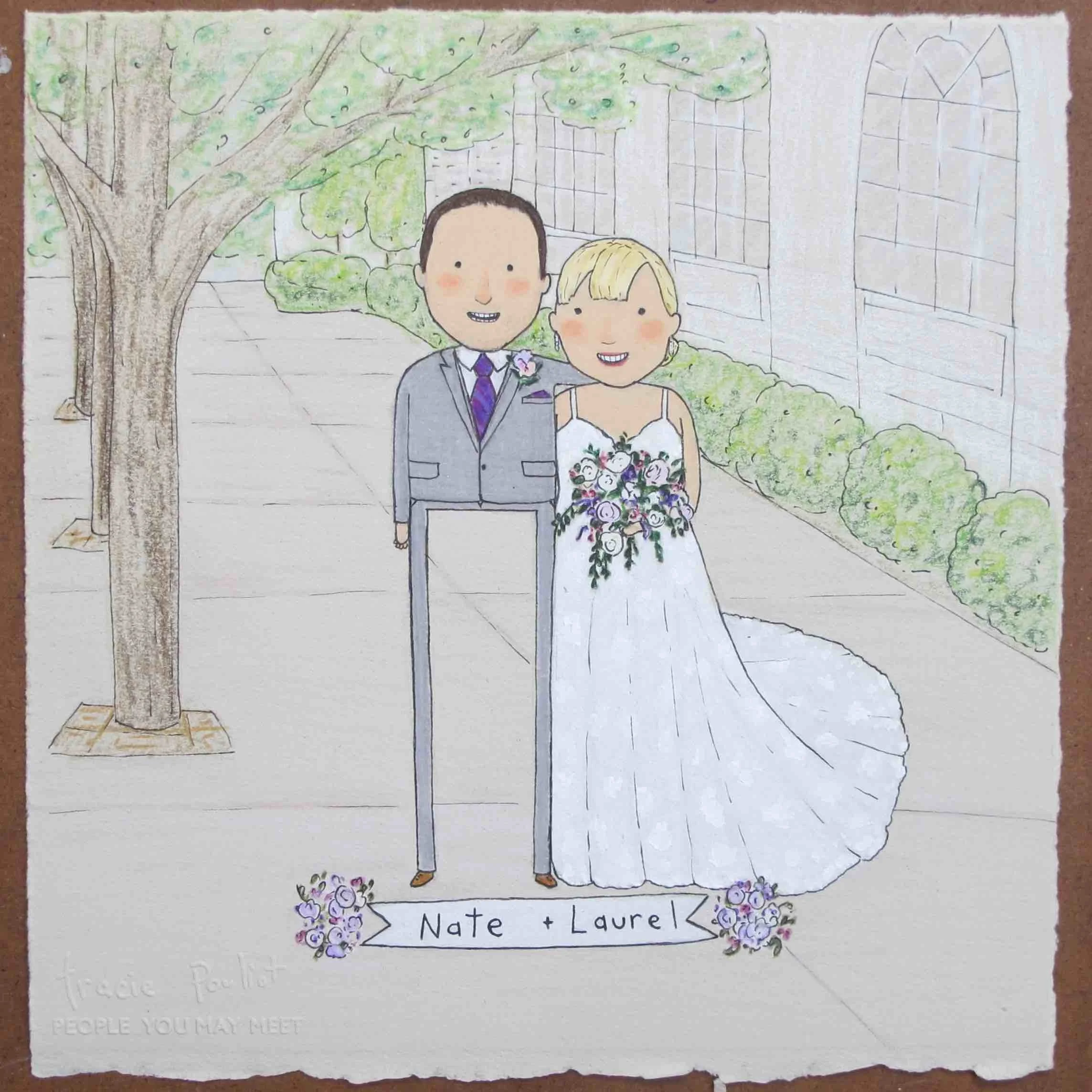 drawing of wedding day with flowers