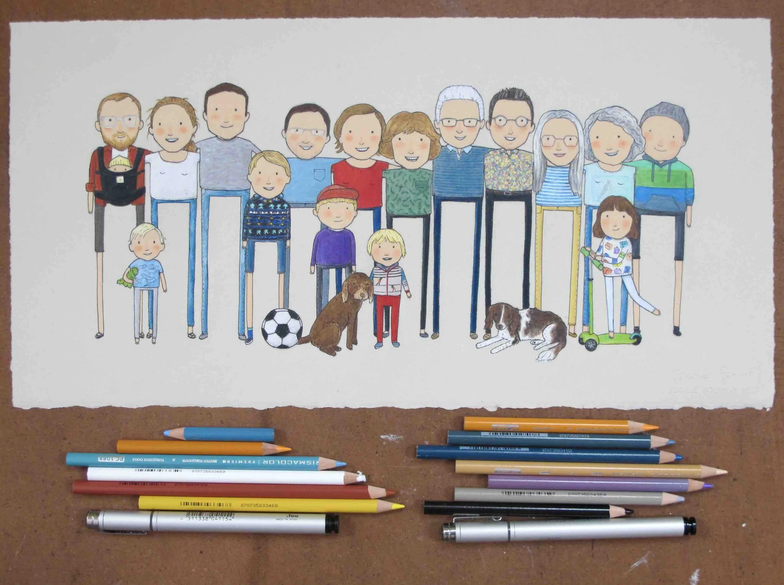 big family portrait with kids and their toys