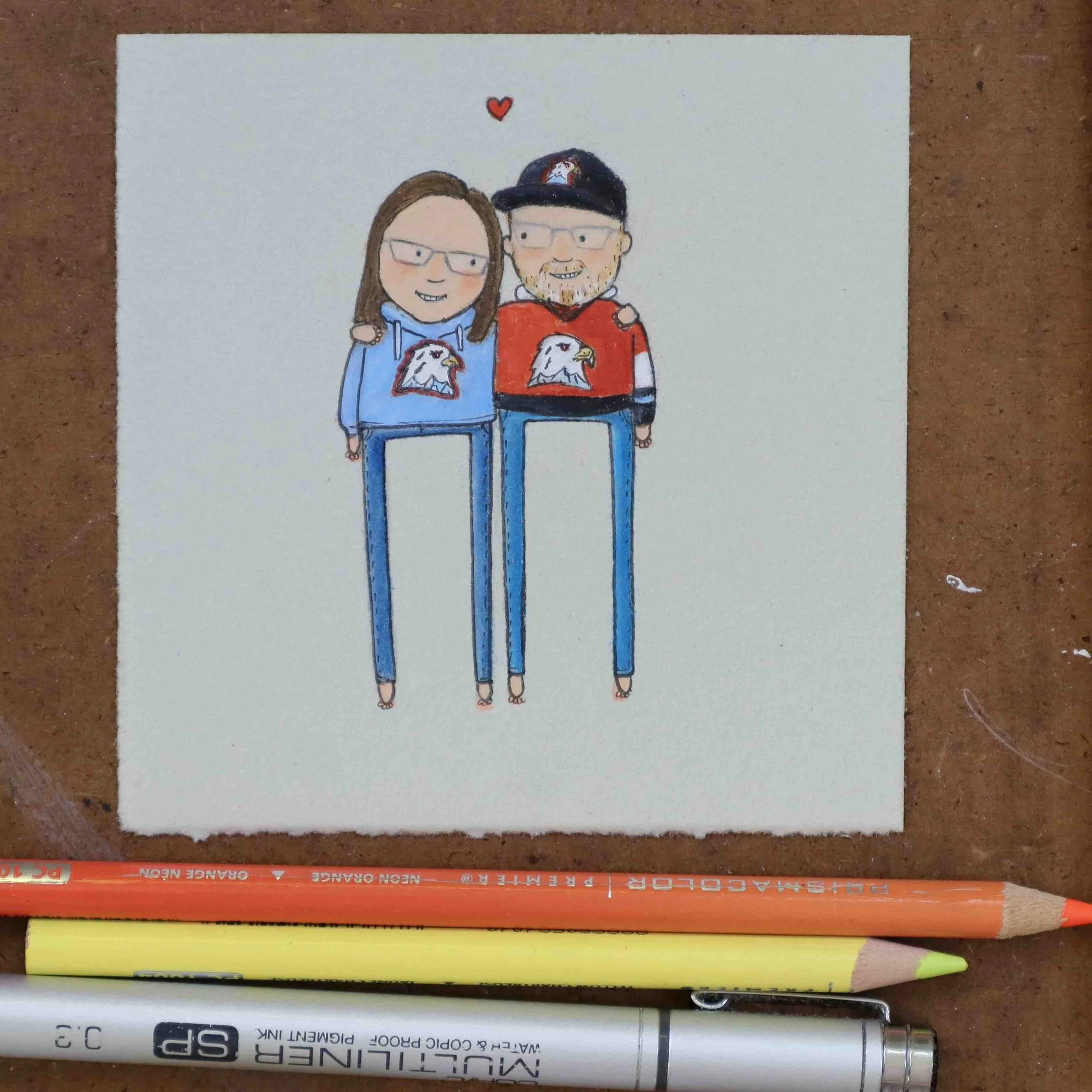 portrait of couple in sports jerseys