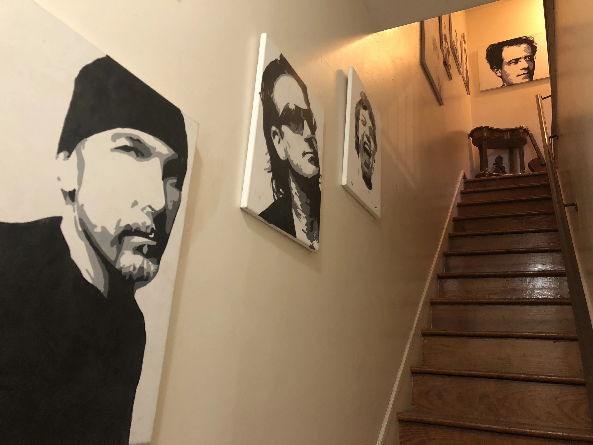 Edge, Bono, Jagger (Acrylic on Canvas)