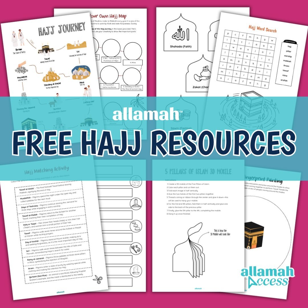 As we enter the blessed days of Dhul Hijjah, we wanted to give a little back to our community 🤍

We&rsquo;ve added a collection of FREE Hajj printables to our website for you and your families to enjoy. These resources are all from Allamah Access, o
