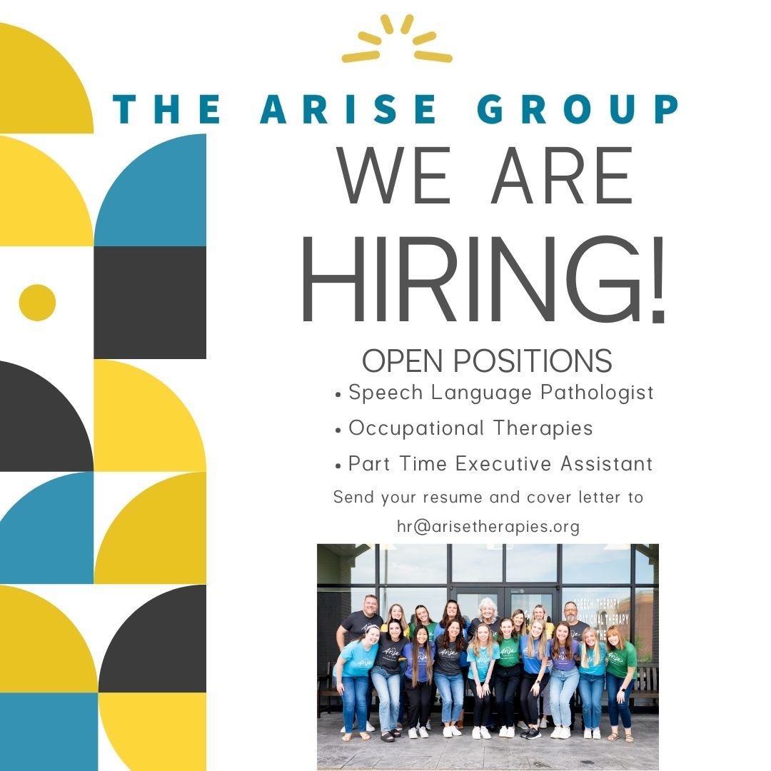 Come join the greatest therapy team in middle Tennessee! We are hiring across the board and we would love to have you come check us out 🥳 For more info, visit our website! 
&bull;
&bull;
 #arisetherapies #lovewhatwedo #speechtherapy #occupationalthe