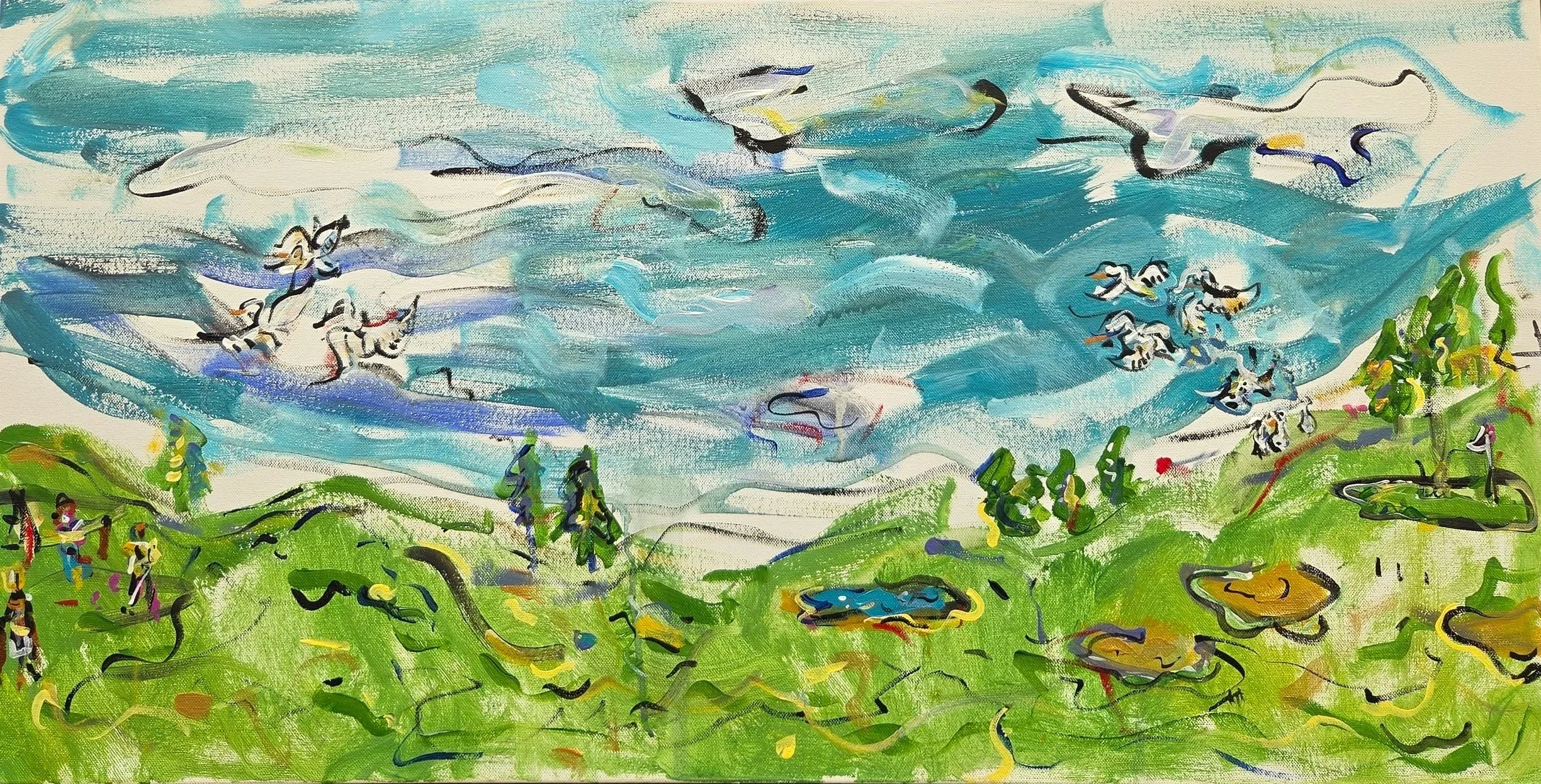 Golf Course with Egrets 1 - 18" x 36" - $475